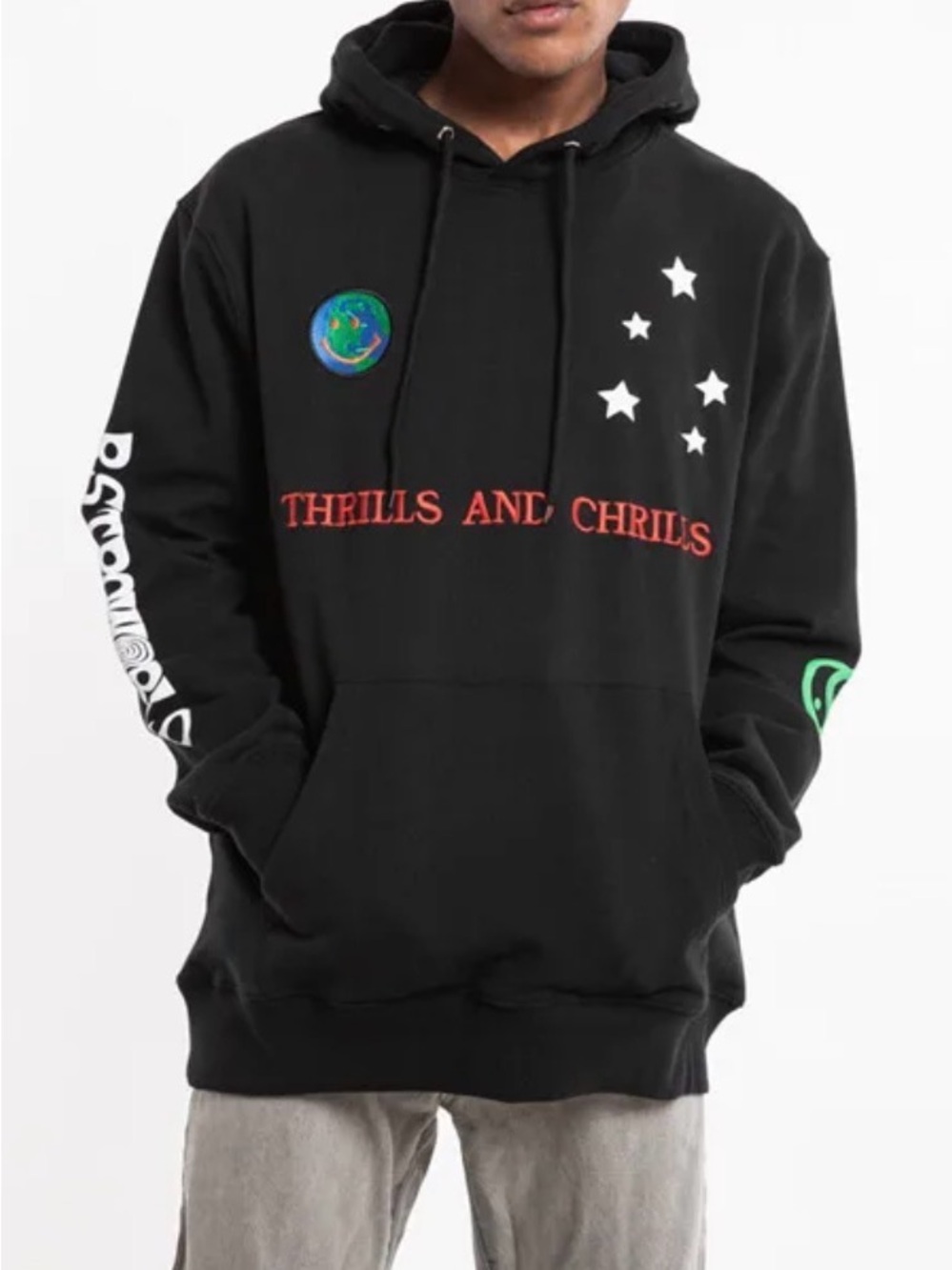 Travis Scott Astroworld Wish You Were Here Thrills & Chills Hoodie L Black
